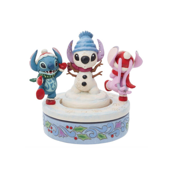 Lilo & Stitch - Figure Rotante Stich & Angel con Pupazzo di Neve - Disney Traditions